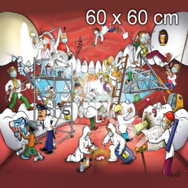 Optie: Bedrukking achterzijde, cartoon:: 60 x 60 Tandwerkzaamheden (13.001)